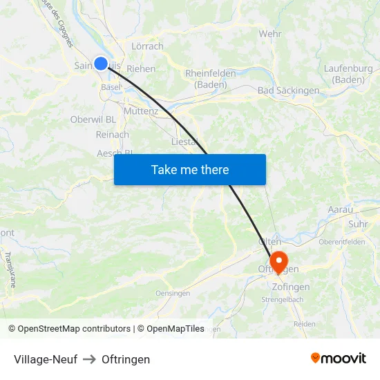 Village-Neuf to Oftringen map