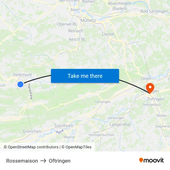 Rossemaison to Oftringen map