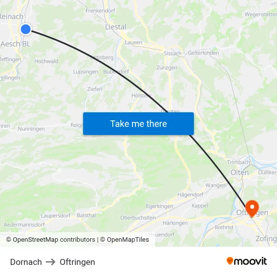 Dornach to Oftringen map