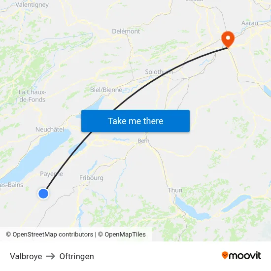 Valbroye to Oftringen map