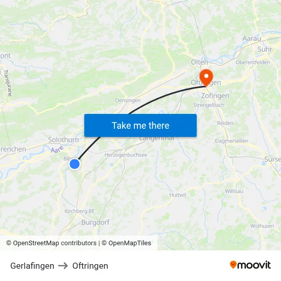 Gerlafingen to Oftringen map