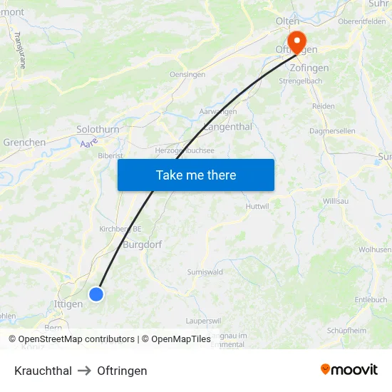 Krauchthal to Oftringen map