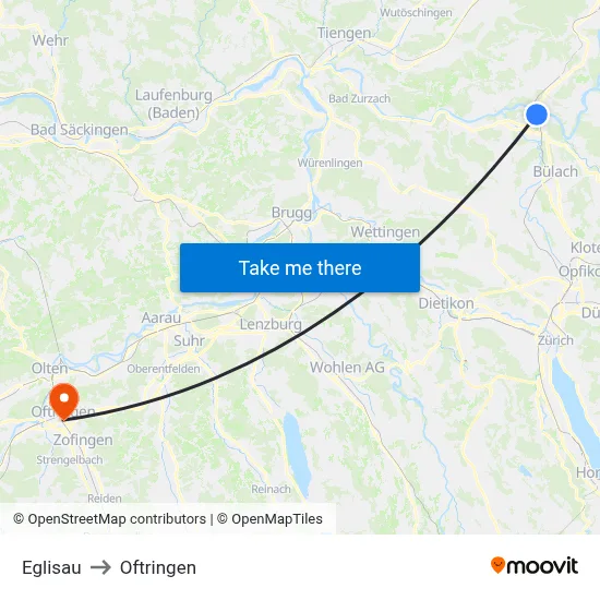 Eglisau to Oftringen map
