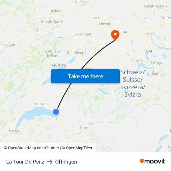 La Tour-De-Peilz to Oftringen map