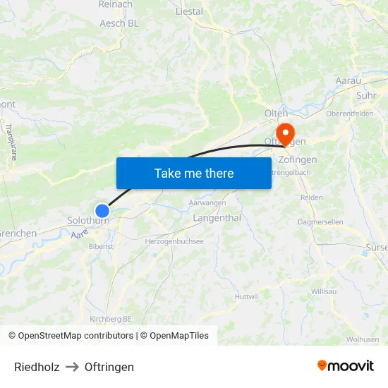 Riedholz to Oftringen map