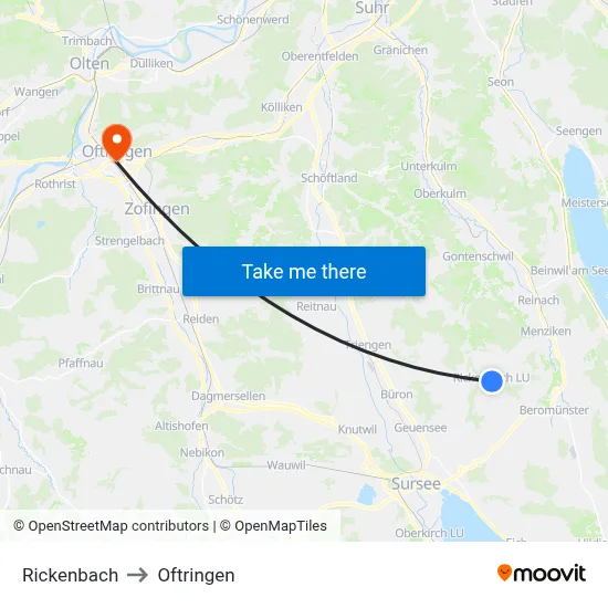 Rickenbach to Oftringen map