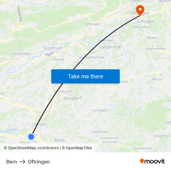 Bern to Oftringen map