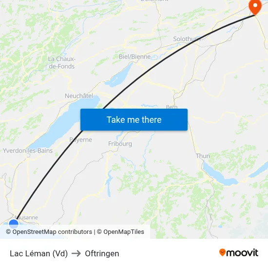 Lac Léman (Vd) to Oftringen map