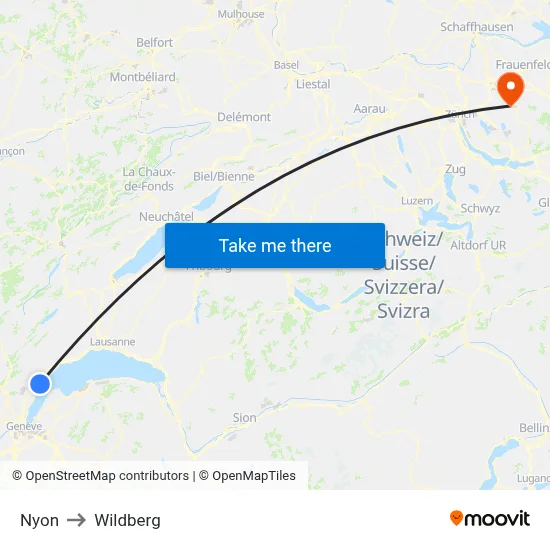 Nyon to Wildberg map