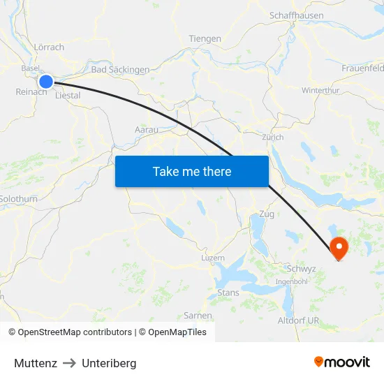 Muttenz to Unteriberg map