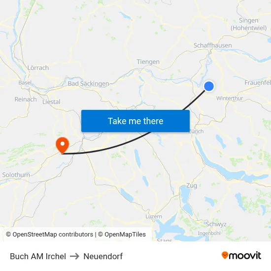 Buch AM Irchel to Neuendorf map
