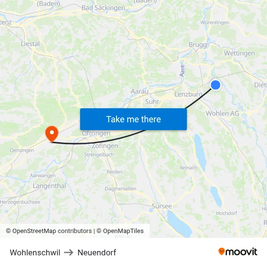 Wohlenschwil to Neuendorf map