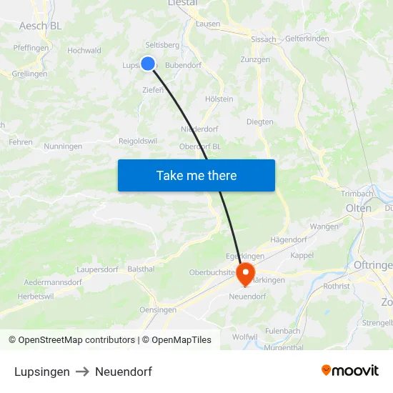 Lupsingen to Neuendorf map