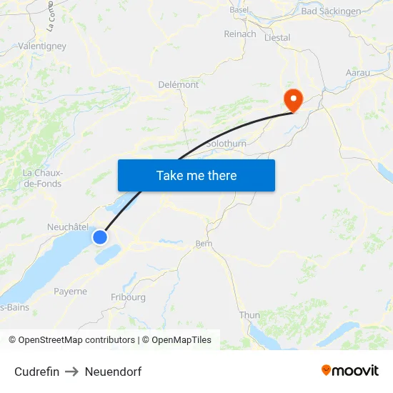 Cudrefin to Neuendorf map