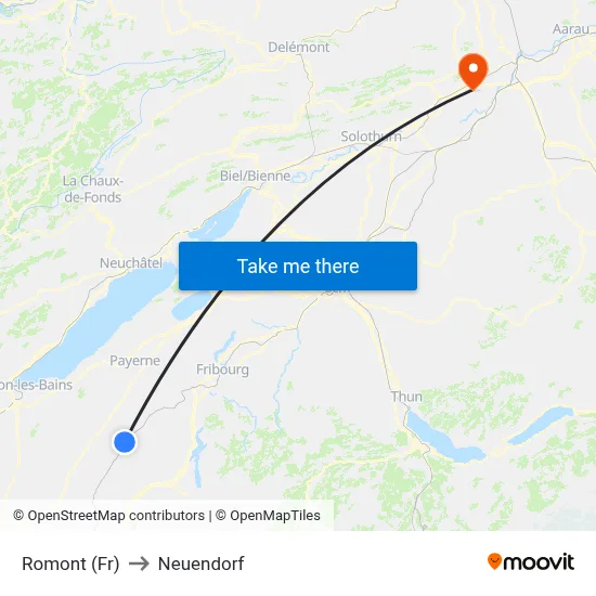 Romont (Fr) to Neuendorf map
