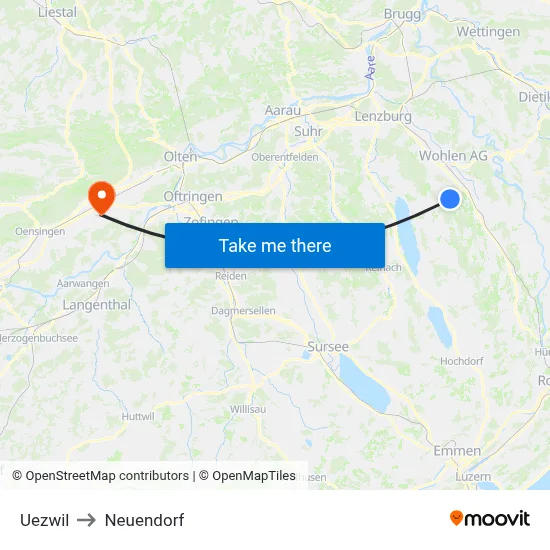 Uezwil to Neuendorf map
