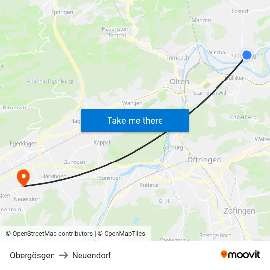 Obergösgen to Neuendorf map