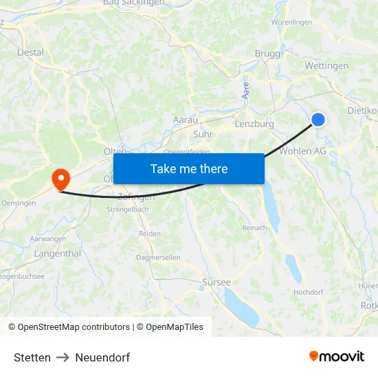 Stetten to Neuendorf map