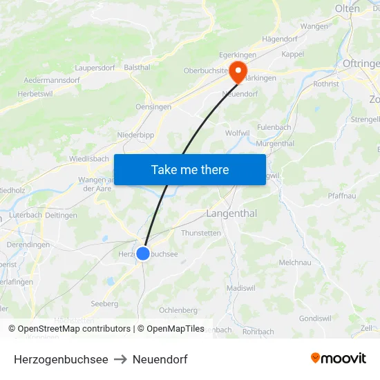Herzogenbuchsee to Neuendorf map