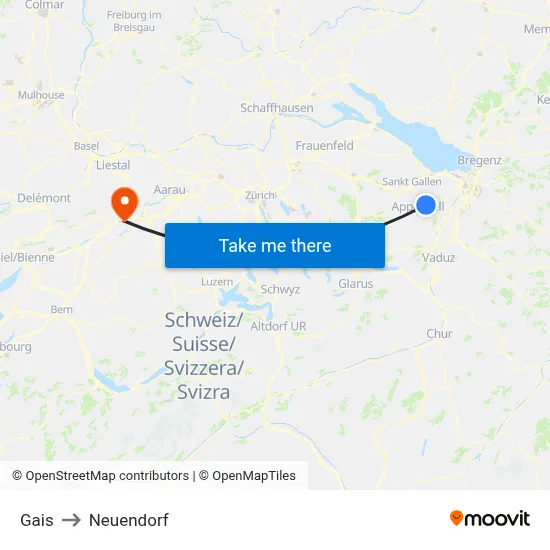 Gais to Neuendorf map
