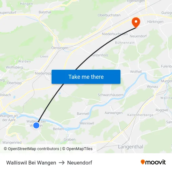 Walliswil Bei Wangen to Neuendorf map