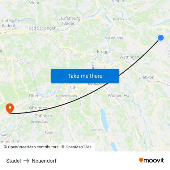 Stadel to Neuendorf map