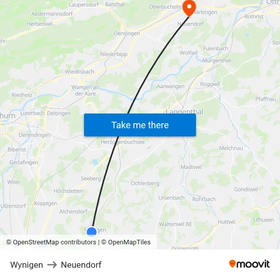 Wynigen to Neuendorf map