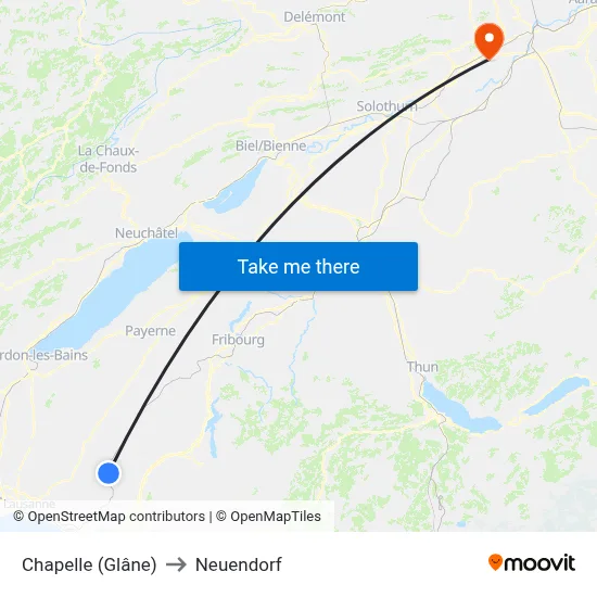 Chapelle (Glâne) to Neuendorf map
