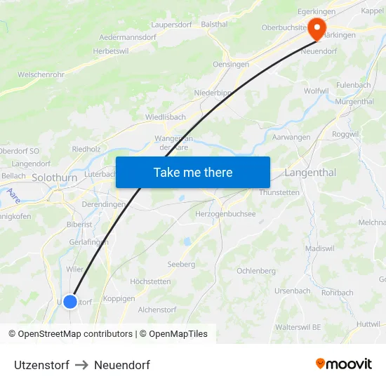 Utzenstorf to Neuendorf map