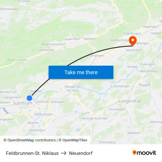 Feldbrunnen-St. Niklaus to Neuendorf map