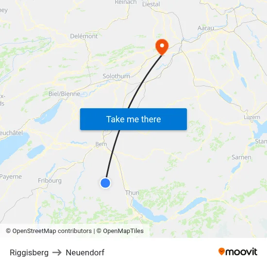 Riggisberg to Neuendorf map