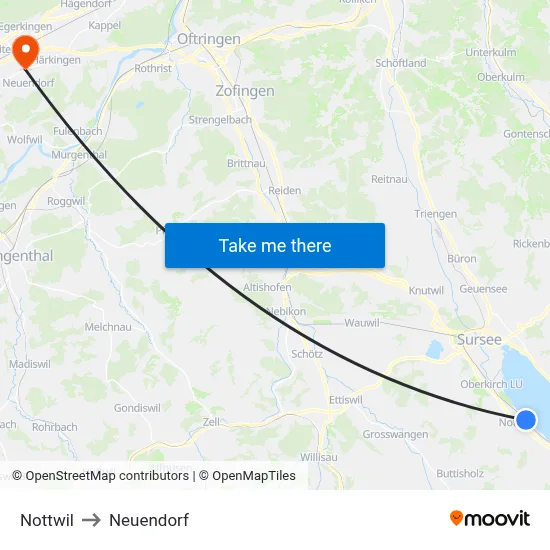 Nottwil to Neuendorf map