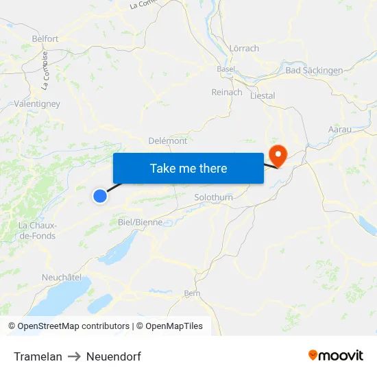 Tramelan to Neuendorf map