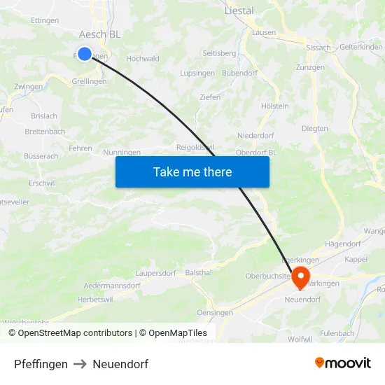 Pfeffingen to Neuendorf map
