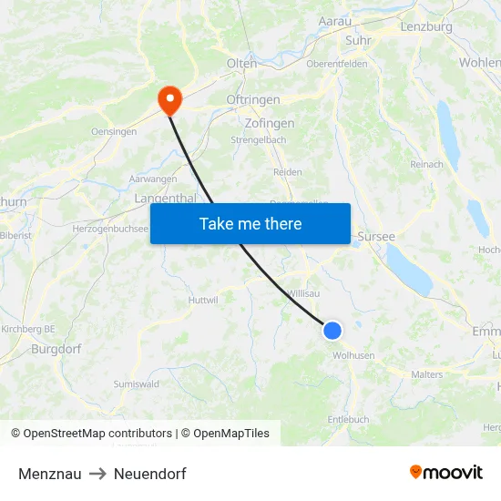 Menznau to Neuendorf map