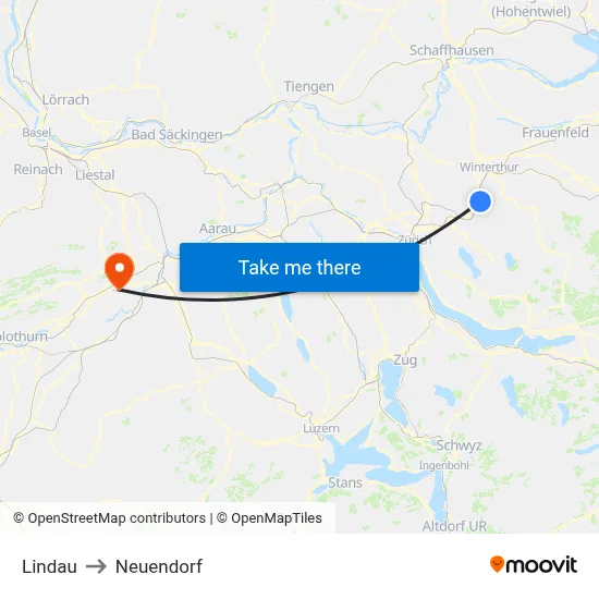 Lindau to Neuendorf map