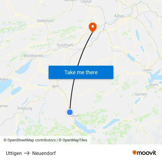 Uttigen to Neuendorf map