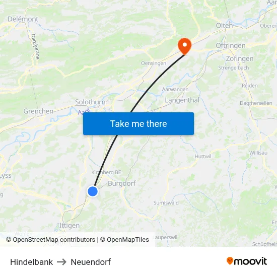 Hindelbank to Neuendorf map