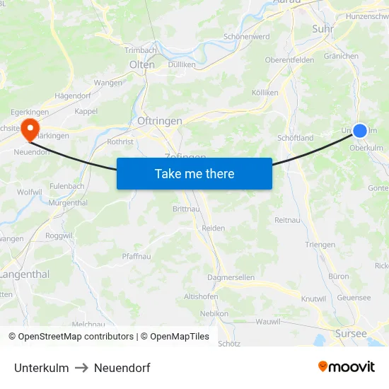 Unterkulm to Neuendorf map
