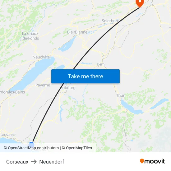 Corseaux to Neuendorf map