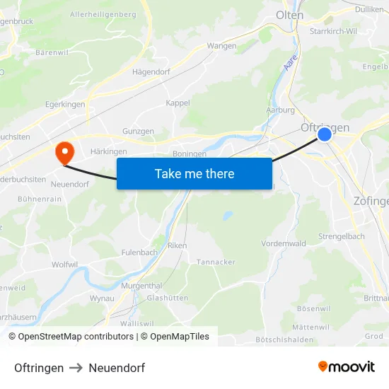 Oftringen to Neuendorf map