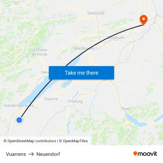 Vuarrens to Neuendorf map