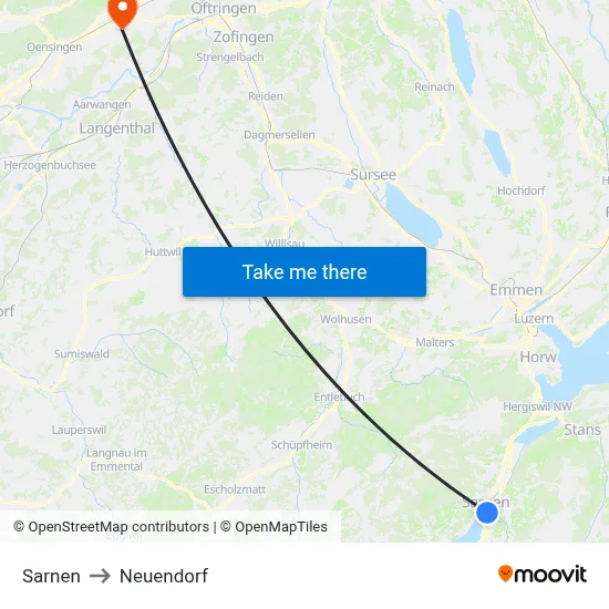 Sarnen to Neuendorf map