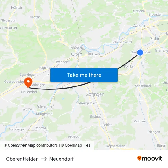 Oberentfelden to Neuendorf map
