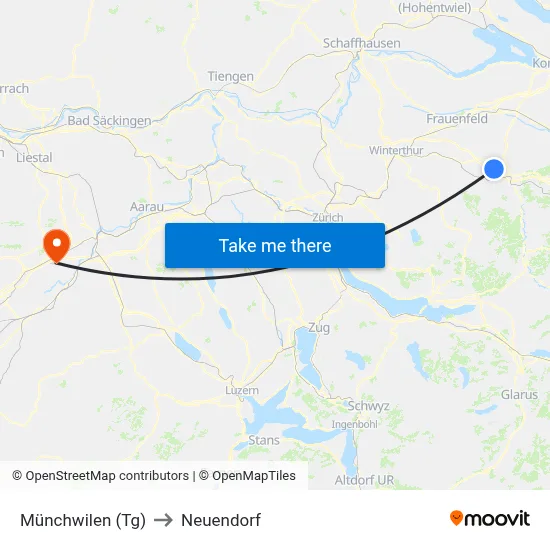 Münchwilen (Tg) to Neuendorf map