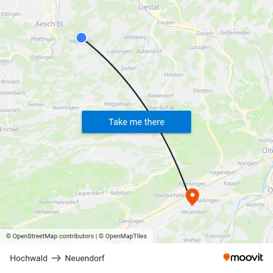 Hochwald to Neuendorf map