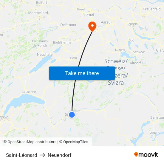 Saint-Léonard to Neuendorf map