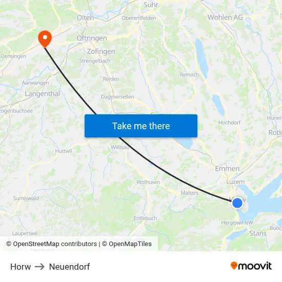 Horw to Neuendorf map