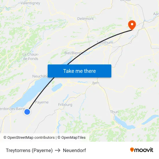 Treytorrens (Payerne) to Neuendorf map