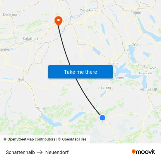Schattenhalb to Neuendorf map